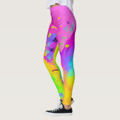 Roze neon abstracte verfspatten leggings (Links)