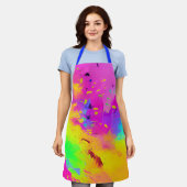 Roze Neon Abstracte Verfspatten Schort (Gedragen)