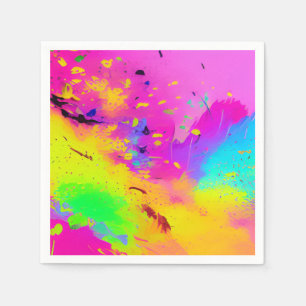Roze Neon Abstracte Verfspatten Servet
