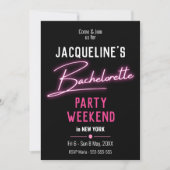 Roze Neon Bachelorette Party Weekend Itinerary Kaart (Voorkant)