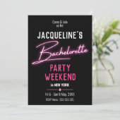 Roze Neon Bachelorette Party Weekend Itinerary Kaart (Staand voorkant)