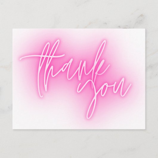 Roze Neon Bedankt Bord Trendy Briefkaart (Voorkant)