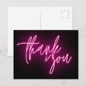 Roze Neon Bedankt Bord Trendy Briefkaart (Voorkant / Achterkant)