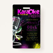 Roze Neon Black Karaoke 200th Birthday Party Invit Badge (Voorkant)