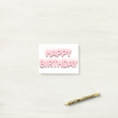 Roze neon blije verjaardagtypografie post-it® notes (Op bureau)