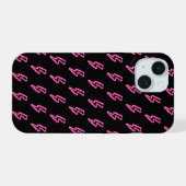 Roze Neon Bliksemschichtpatroon iPhone 15 Case (Achterkant horizontaal)