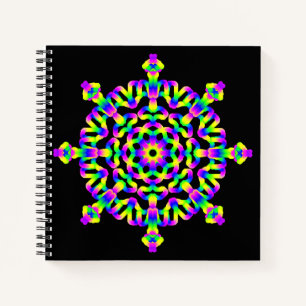 *~* Roze Neon Blue Mandala op zwart Notitieboek