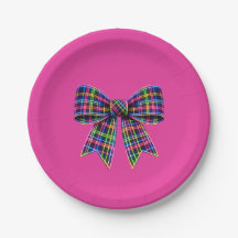 Roze Neon Boog Schotse Tartan Lint Cute