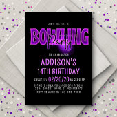 Roze Neon Bowling Party Uitnodiging voor verjaarda