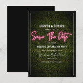 Roze neon Buxus Huwelijk Opslaan De Datum Save The Date (Voorkant / Achterkant)