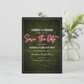 Roze neon Buxus Huwelijk Opslag Bericht Save The Date (Staand voorkant)