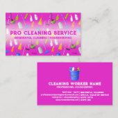 Roze Neon Cleaning Service Visitekaartje (Voorkant / Achterkant)