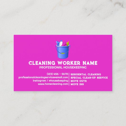 Roze Neon Cleaning Service Visitekaartje (Achterkant)