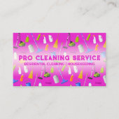 Roze Neon Cleaning Service Visitekaartje (Voorkant)