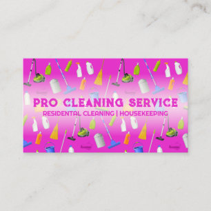 Roze Neon Cleaning Service Visitekaartje