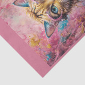 Roze neon cyberpunk zwerfkat tissuepapier (Detail)