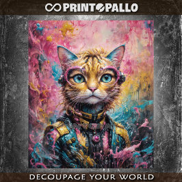 Roze neon cyberpunk zwerfkat tissuepapier