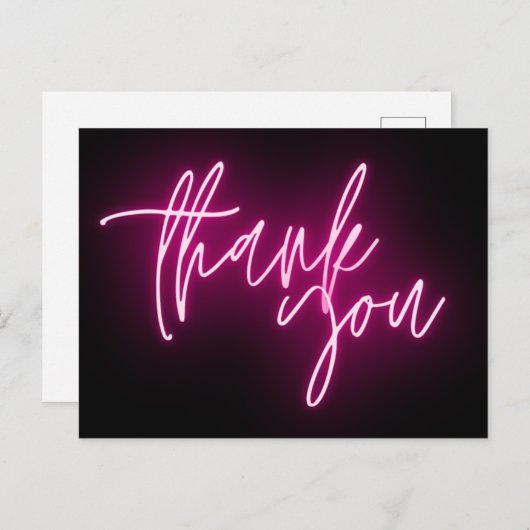 Roze neon Dank je Trendy Briefkaart (Voorkant / Achterkant)