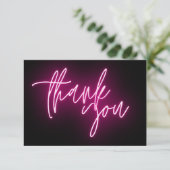 Roze neon Dank je wel Bedankkaart (Staand voorkant)