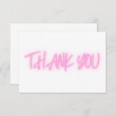Roze neon Dank je wel Bedankkaart (Voorkant / Achterkant)