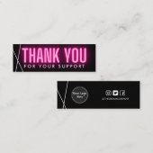 Roze neon Dank u Geometrische media Tussenvoegsel Mini Visitekaartje (Voorkant / Achterkant)