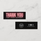 Roze neon Dank u Moderne mediumtoevoeging Mini Visitekaartje (Voorkant / Achterkant)