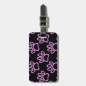 Roze Neon Dog Paw Print Bagagelabel (Voorkant verticaal)