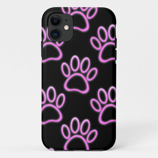 Roze Neon Dog Paw Print Case-Mate iPhone Case (Achterkant)