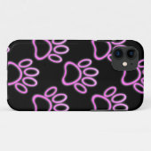 Roze Neon Dog Paw Print Case-Mate iPhone Case (Achterkant (horizontaal))