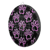 Roze Neon Dog Paw Print Dartbord (Voorkant Rechts)