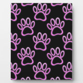 Roze Neon Dog Paw Print Fotoplaat (Voorkant)