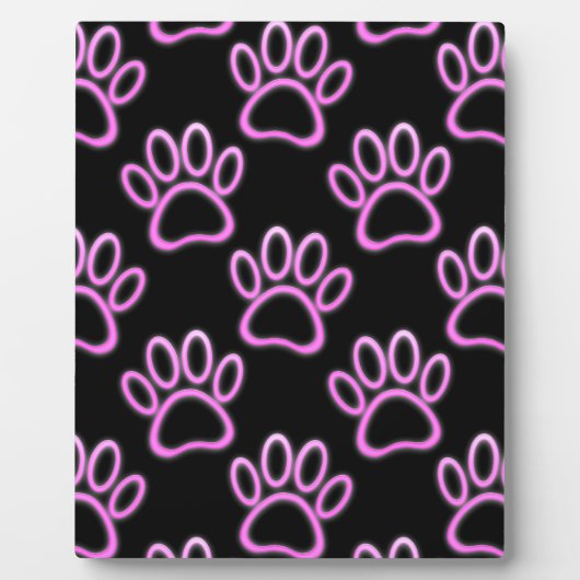 Roze Neon Dog Paw Print Fotoplaat (Voorkant)