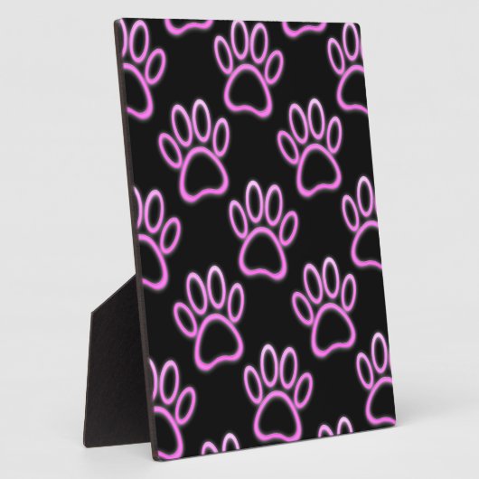 Roze Neon Dog Paw Print Fotoplaat (Zijkant)