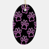 Roze Neon Dog Paw Print Keramisch Ornament (Rechts)