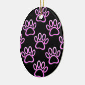 Roze Neon Dog Paw Print Keramisch Ornament (Links)
