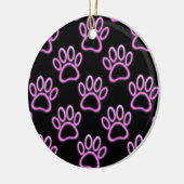 Roze Neon Dog Paw Print Keramisch Ornament (Links)