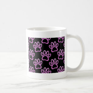 Roze Neon Dog Paw Print Koffiemok