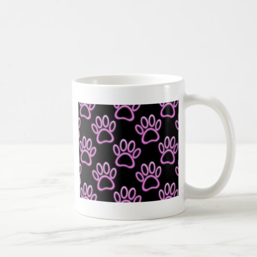 Roze Neon Dog Paw Print Koffiemok (Rechts)