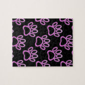 Roze Neon Dog Paw Print Legpuzzel (Horizontaal)