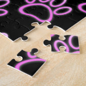 Roze Neon Dog Paw Print Legpuzzel (Zijkant)