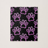 Roze Neon Dog Paw Print Legpuzzel (Verticaal)