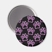Roze Neon Dog Paw Print Magneet (Voorkant / Achterkant)