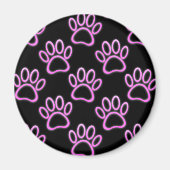 Roze Neon Dog Paw Print Magneet (Voorkant)