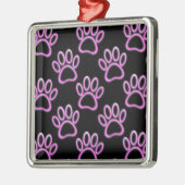 Roze Neon Dog Paw Print Metalen Ornament (Links)