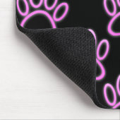 Roze Neon Dog Paw Print Muismat (Hoek)