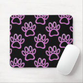 Roze Neon Dog Paw Print Muismat (Met muis)