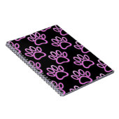 Roze Neon Dog Paw Print Notitieboek (Rechterzijde)