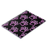 Roze Neon Dog Paw Print Notitieboek (Linkerzijde)