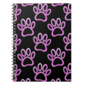 Roze Neon Dog Paw Print Notitieboek (Voorkant)