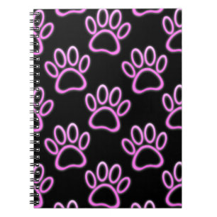 Roze Neon Dog Paw Print Notitieboek